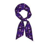 ZhanGM Cute Purple Butterfly Print Women's Fashion Scarf â€“ Lightweight Satin Wrap, Versatile Head Shawl for Travel, and Photos