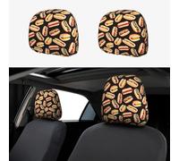 ZhanGM Fun Food Hot Dogs Print Car Headrest Cover Set - 2 Pcs Elastic Breathable Protector for SUV Trucks Vans - Front Seat Head Rest