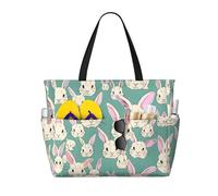 ZhanGM Large Capacity Bunny cute Print Beach Travel Tote Bag – Lightweight, Ideal for Family Vacations, Cruises, and Camping