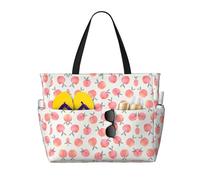 ZhanGM Large Capacity Pink Peach Print Beach Travel Tote Bag - Lightweight, Ideal for Family Vacations, Cruises, and Camping