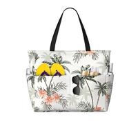 ZhanGM Large Capacity Tropical Palm Trees Print Beach Travel Tote Bag - Lightweight, Ideal for Family Vacations, Cruises, and Camping