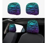 ZhanGM Purple Blue Green Camouflage Zebra Stripes Print Car Headrest Cover Set - 2 Pcs Elastic Breathable Protector for SUV Trucks Vans - Front Seat Head Rest