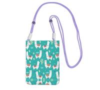 ZhanGM Purple Carry Mobile Phone Bag – Alpaca Cactus Print Crossbody Purse, Strap, Lightweight, Ideal for Commuting and Shopping