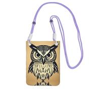ZhanGM Purple Carry Mobile Phone Bag - Cute Owl Print Crossbody Purse, Strap, Lightweight, Ideal for Commuting and Shopping
