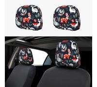 ZhanGM Scandinavian Animals Print Car Headrest Cover Set - 2 Pcs Elastic Breathable Protector for SUV Trucks Vans - Front Seat Head Rest