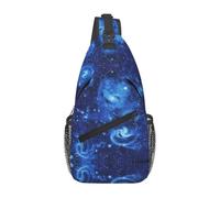 ZhanGM Unisex Lightweight Fashion Blue Universe Space Galaxy Print Sling Backpack - Cross Chest Bag for Travel, Hiking, and Everyday Use