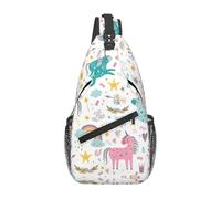 ZhanGM Unisex Lightweight Fashion Unicorns Pink Print Sling Backpack - Cross Chest Bag for Travel, Hiking, and Everyday Use
