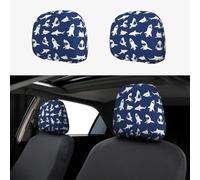 ZhanGM Various Sea Fish Pattern Print Car Headrest Cover Set - 2 Pcs Elastic Breathable Protector for SUV Trucks Vans - Front Seat Head Rest