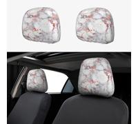 ZhanGM White Marble Rose Gold Print Car Headrest Cover Set – 2 Pcs Elastic Breathable Protector for SUV Trucks Vans – Front Seat Head Rest