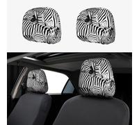 ZhanGM Zebra Print Car Headrest Cover Set - 2 Pcs Elastic Breathable Protector for SUV Trucks Vans - Front Seat Head Rest