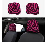 ZhanGM Zebra Tiger Leopard pink Print Car Headrest Cover Set - 2 Pcs Elastic Breathable Protector for SUV Trucks Vans - Front Seat Head Rest