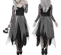 ZHANGMEI Halloween Corpse Bride Costume Adult Zombie Vampire Dress Women Graveyard Party Outfit Dresses Black,XL