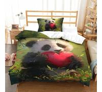 Zhangmyxsh 3D Printing Duvet Cover Set Giant Panda Decorative Duvet Cover Antibacterial Comforter Cover 2pc With Pillow Cases Bedding Cover for Boys Adult Single（135x200cm）