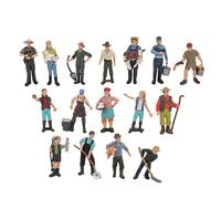 Zhangpu 16 Pieces Farm Character Model Realistic Farmer Miniature Toys Farmer Figures Plastic Model Toys Educational Farmyard Play Gifts for Kids