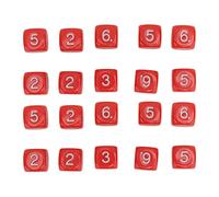 Zhangpu 20 Pieces 6 Sided Number Dice Plastic 16mm Round Corner Polyhedral Dice Set for Numeral Teaching Board Games (Red)