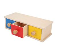 Zhangpu Baby Imbucare Box Wooden Coin Ball Box Educational Toy for Shape Recognition and Hand-Eye Coordination, for Boys Girls Early Education, Wood Material (Three color ball drawer)