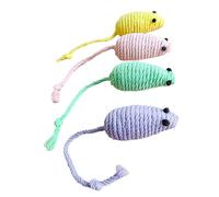 Zhangpu Cat Interactive Soft Cotton Rope Weaving Toy with Built-in Sound Stone for Funny Playtime, 4Pcs Cotton Ball Cat Toy for Relieving Boredom, Fits for Entertainment (Little Mouse)