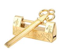 Zhangpu Decorative Vintage Padlock, Ancient Chinese Padlock with Key, Key Jewelry Box Locks for Drawer Jewelry Box (Magpie Gold)