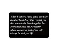 Zhangpu Engraved Aluminum Wallet Card Insert Lightweight Love Note for Boyfriend Husband for Birthday Christmas (I)