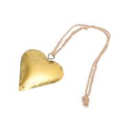Zhangpu Heart Shaped Hanging Bell Hanging Love Bell Heart Vintage Brass 3D Decor Romantic Keepsake Wall Art with Jute Rope for Home Garden Valentine Day Gift