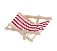 Zhangpu Precise Dollhouse Mini Foldable Beach Chair in Red Stripe for 1/12 Scale Dolls, Made of Wood + Cloth, 4.33" X 1.89" X 2.56", Ideal for Dollhouse Play (Red Stripe)