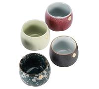 Zhangpu Tea Cup Set, Set of 4 Traditional Chinese Tea Tasting Cups, Mini Porcelain Kung Fu for Gongfu (Continuous Happiness)