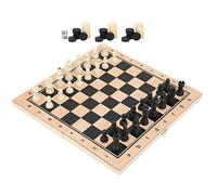Zhangpu Wooden Chess Set Folding Portable Interactive Chess Board Toy for Family Activities, Material, 3-in-1 Checkers Backgammon Game for Children Above 3 Years Old (M)