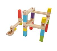 Zhangpu Wooden Marble Track Construction Interactive Toys Improving 3D Perception for Children STEM Learning Pine Wood Building Blocks 30 Pieces 6 Marbles