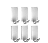 zhangrui1888 Coat Rack Shelf Wall Mounted 6 Pcs Small Sticky Hooks Self Adhesive Stainless Steel Stick for Walls Hanging Coat Towel Keys Bags Kitchen Home