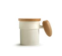 zhangrui1888 Coffee Mug Ceramic Mug with Lid Set of 1, Capacity 10.82 oz Wood Handle Coffee Mug for Home or Office Fruit Tea Latte American Mugs