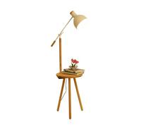 zhangrui1888 Standing Lamp Industrial Floor Lamp Modern Lamps with Iron Shade Wooden Shelves Base Modern Reading Lamp(White)