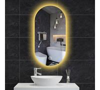 ZHANGshouf 40x80cm Oval Bathroom Mirror With LED 3 Color Lighting, LED Wall Mirror, Smart Single Touch Switch, HD Vanity Mirror For Living Room Bedroom Entryway(Size:40x80cm/15.7x31.5in)