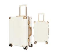 ZHANGshouf Aluminium Frame White Suitcase Zipperless Cabin Luggage Polycarbonate 20Inch Hard Carry on Luggage,White,22in