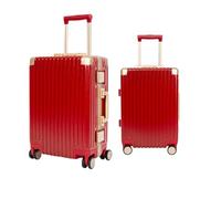 ZHANGshouf Aluminium Frame White Suitcase Zipperless Cabin Luggage Polycarbonate 20Inch Hard Carry on Luggage,Red,24in