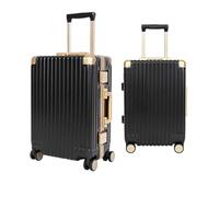 ZHANGshouf Aluminium Frame White Suitcase Zipperless Cabin Luggage Polycarbonate 20Inch Hard Carry on Luggage,Black,20in