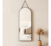 ZHANGshouf Arched Hanging Mirror With Nylon Rope 12 X 32-Inch Wooden Frame Bathroom Vanity Full Length Mirror(Black)