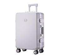 ZHANGshouf Carry on Luggage Aluminum Frame Luggages Digital Lock Zipperless Suitcase Hardshell Lightweight PC+ABS Large,Silver,24in