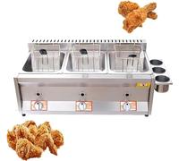 ZHANGshouf Commercial Countertop Gas Fryer - 30L Large Capacity Deep Fat Fryer with 3 Frying Baskets for Restaurant Cafe, French Fries Fryer - Ultimate Kitchen Appliance for Professional Cooking