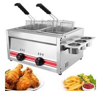 ZHANGshouf Commercial Countertop LPG Gas Deep Fat Fryer Dual Tanks - 10/20/30L Large Capacity Gas Fryer, Stainless Steel LPG Fryer For Chips Donuts Fish triplecylinder10L+10L+10L
