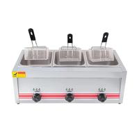 ZHANGshouf Commercial Countertop LPG Gas Deep Fat Fryer Dual Tanks - 10/20/30L Large Capacity Gas Fryer, Stainless Steel LPG Fryer For Chips Donuts Fish triplecylinder10L+10L+10L