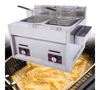 ZHANGshouf Commercial Double Tank Gas Fryer, Stainless Steel High Capacity Deep Fryer with French Fries Basket for Professional Restaurant Kitchen