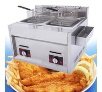 ZHANGshouf Commercial Gas Fryer, Stainless Steel LPG, Adjustable Firepower, Large Capacity Double Fryer with Baskets and Lid, Easy Cleaning for Professional Kitchens
