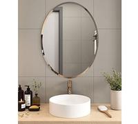 ZHANGshouf Frameless Oval Bathroom Mirror - Modern Beveled Edge, HD Explosion-Proof Wall for Vanity, Versatile Hanging Vertically or Horizontally (50x70cm)