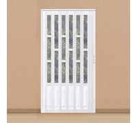 ZHANGshouf Interior Folding Sliding Doors PVC Bi-fold Doors Accordion Closet Doors with Handles & Acrylic Glass for Kitchen Bathroom(Light white,90.1x203cm)