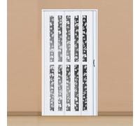 ZHANGshouf Interior Folding Sliding Doors PVC Bi-fold Doors Accordion Closet Doors with Handles & Acrylic Glass for Kitchen Bathroom(Off-white,145.3x203cm)