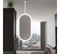 ZHANGshouf Large Modern Oval Mirror，Ceiling Hanging Mirror Lighting LED Bathroom Mirrors with Touch Button，Metal Framed HD Glass Wall Vanity Mirrors for Home or Hotel(40cmx70cm)