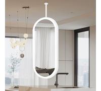 ZHANGshouf LED Bathroom Mirrors Wall Mounted Oval Mirror，Modern Ceiling Hanging Lighted Mirror HD Glass Vanity Mirror for Hotel Bedroom，Entrance，Home Decoration，White(40cmx60cm)