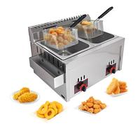 ZHANGshouf Multi-Function Gas Fryer - Stainless Steel LPG Fryer with Freestanding Temperature Control, Food-Grade Material for Home and Commercial Use