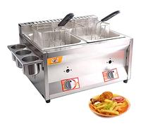 ZHANGshouf Stainless Steel Commercial Countertop Deep Gas Fryer for Chips Donuts Fish - Professional Fat Fryer with Removable Basket, Easy Clean Kitchen Frying Machine