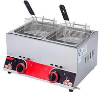 ZHANGshouf Stainless Steel LPG Fryer with 22L Capacity and Adjustable Firepower - Professional Commercial Gas Fryer with Baskets and Lid for Easy Cleaning